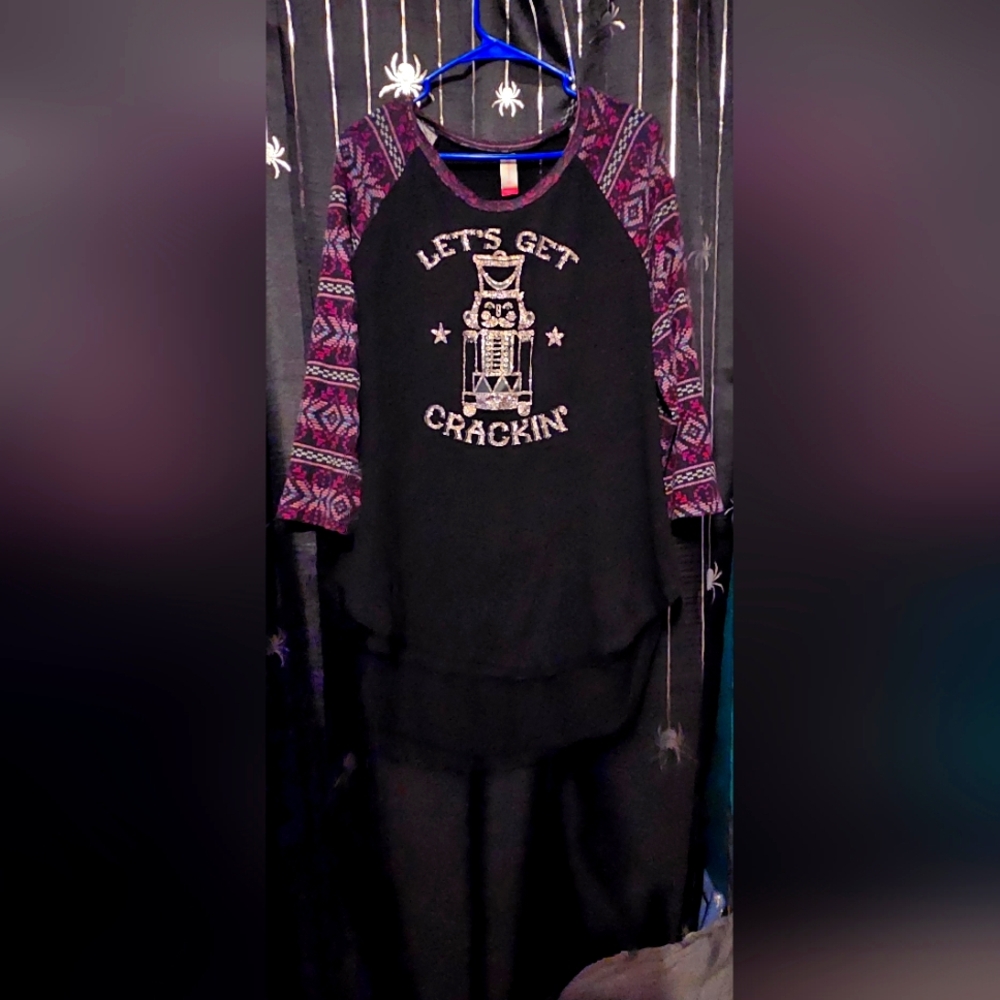No Boundaries Black and Purple Long Sleeve Top